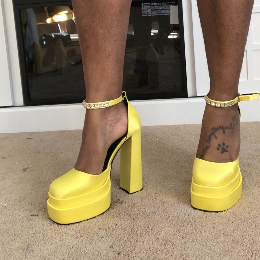 Yellow satin platform
